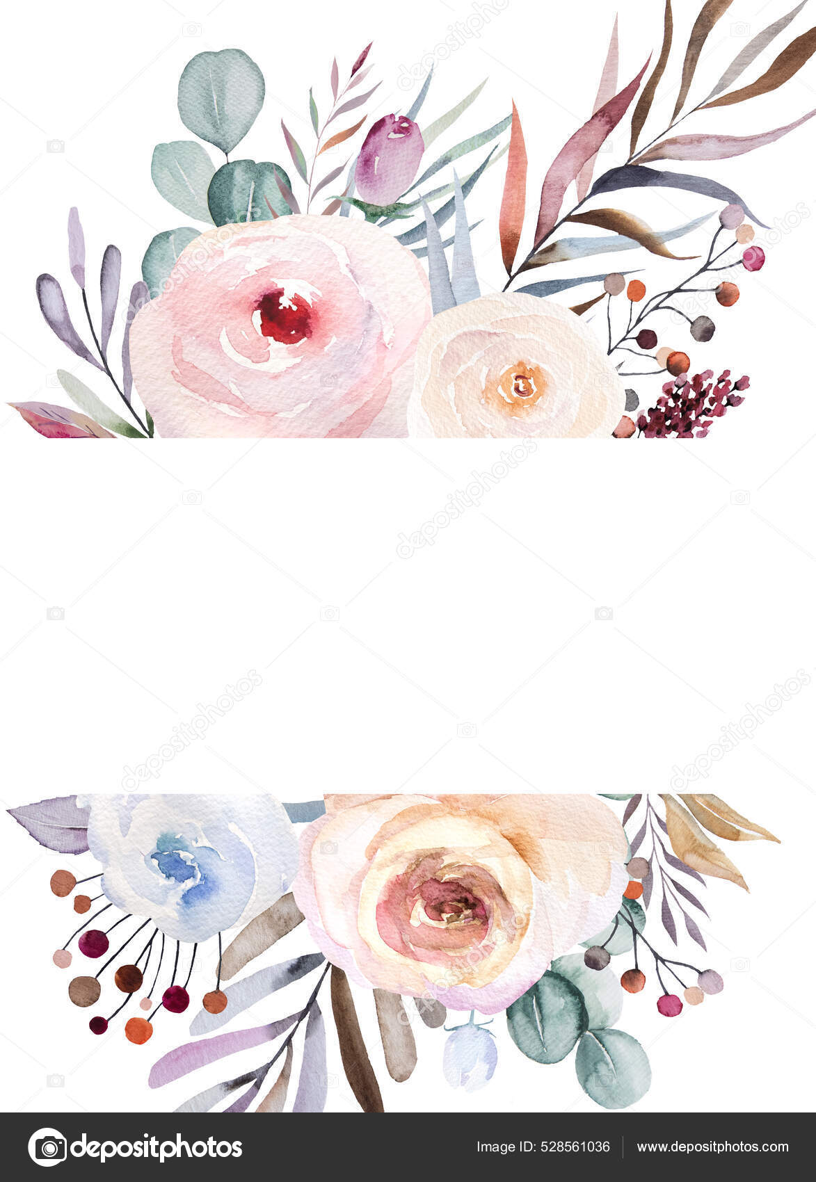 Winter Floral Watercolor Frame Copy Space Made Pastel Leaves Berries Stock  Illustration by ©karissaa #528561036